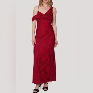 Lost + Wander Deep Red Rouge Vine Floral Maxi‎ Dress